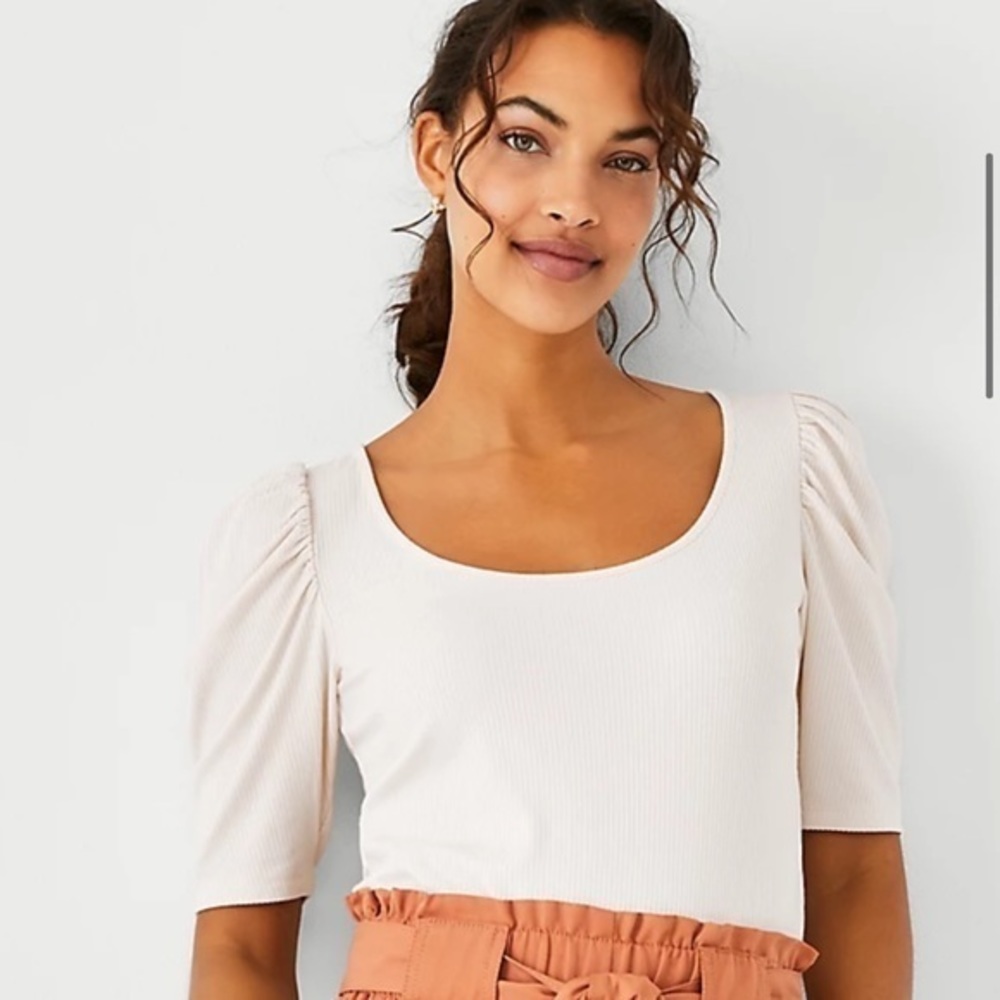 Ann Taylor Ribbed Scoop Neck Top